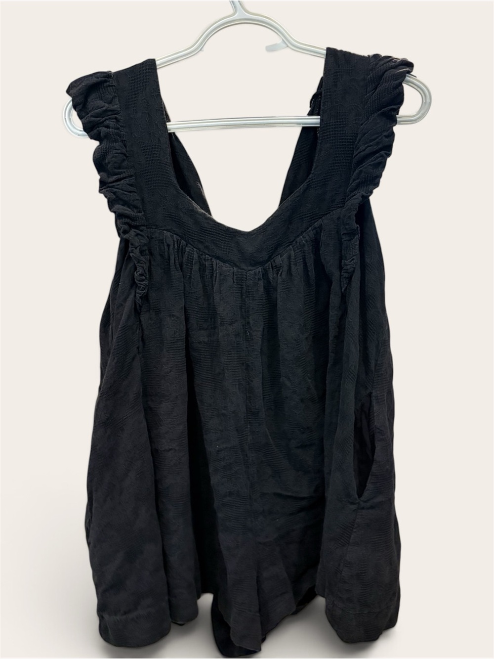C’isa Black Ruffled Sleeveless Shorts Romper Size Small